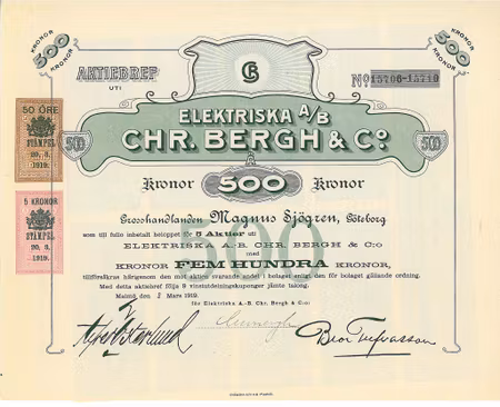 Elektriska AB Chr. Bergh & C:o, 500 kr