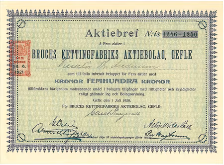 Bruces Kettingfabriks AB, Gefle