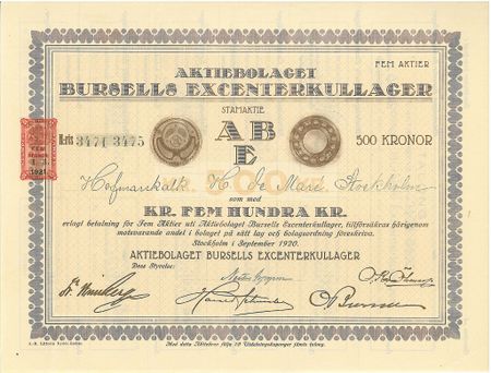 Bursells Excenterkullager, AB, 500