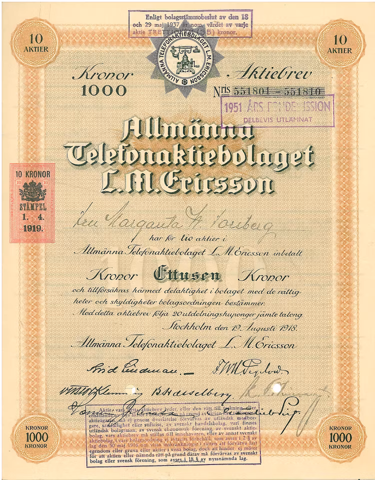 Allmänna Telefon AB L. M. Ericsson, 1918