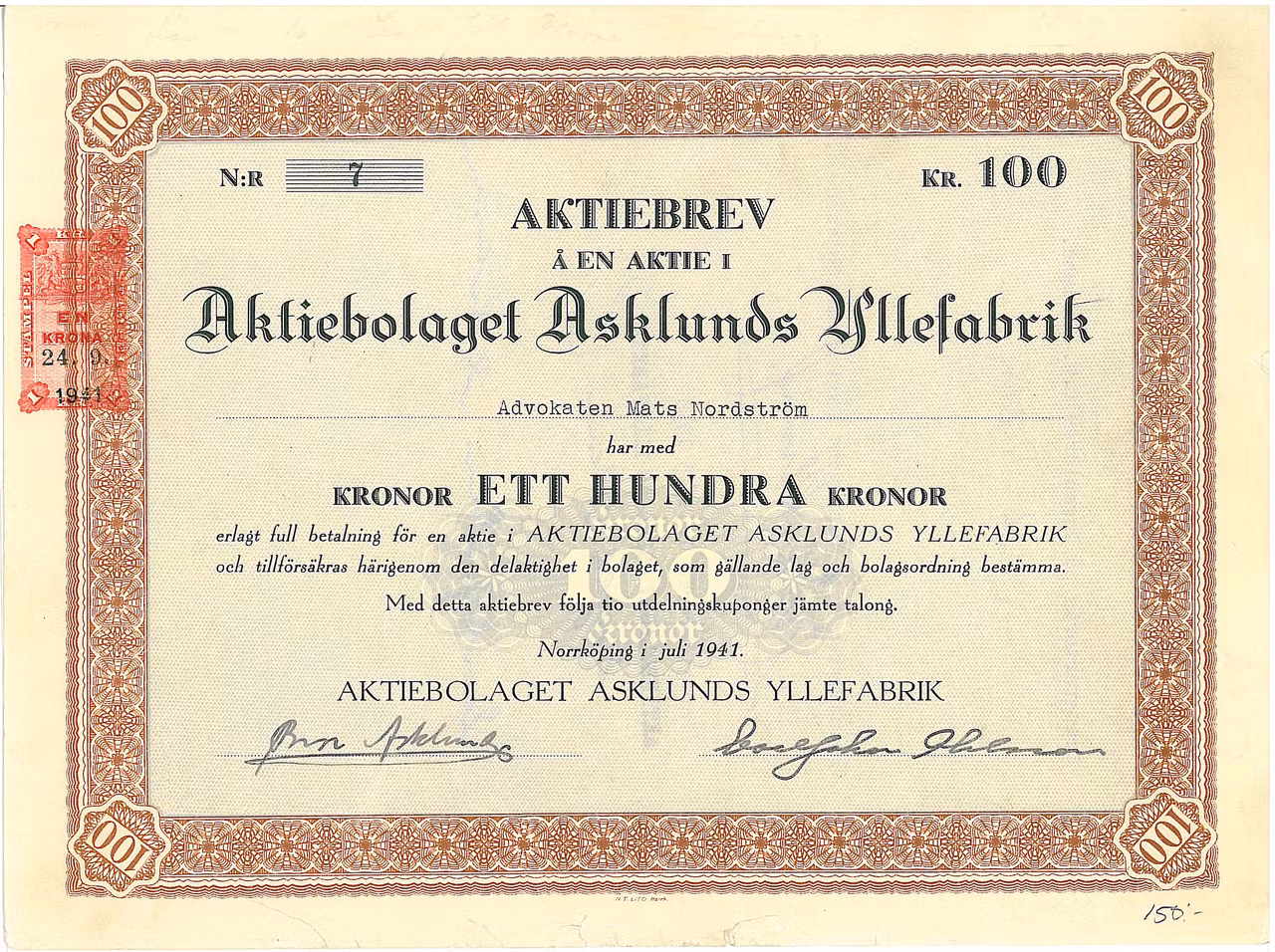 Asklunds Yllefabrik, AB
