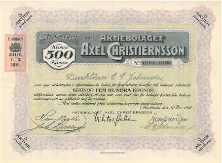 Axel Christiernsson, AB 500 kr
