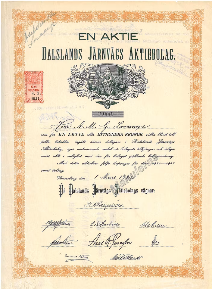 Dalslands Järnvägs AB, 1922