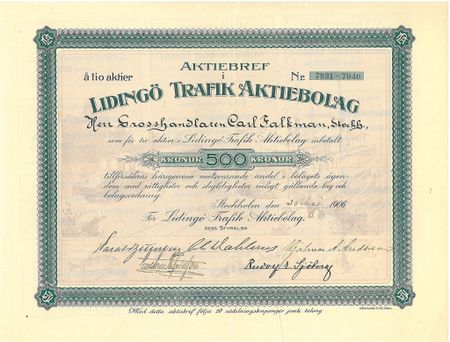 Lidingö Trafik AB, 500 kr, 1906