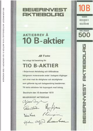 Beijerinvest, AB, 500 kr