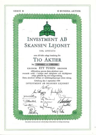 Investment AB Skansen Lejonet, 1000 kr
