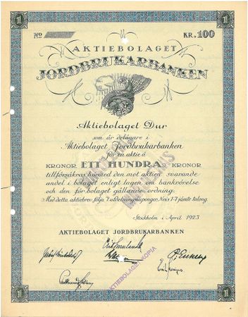 Jordbrukarbanken, AB, 100 kr