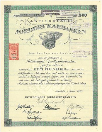 Jordbrukarbanken, AB, 500 kr