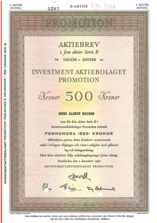 Investment AB Promotion 500 kr