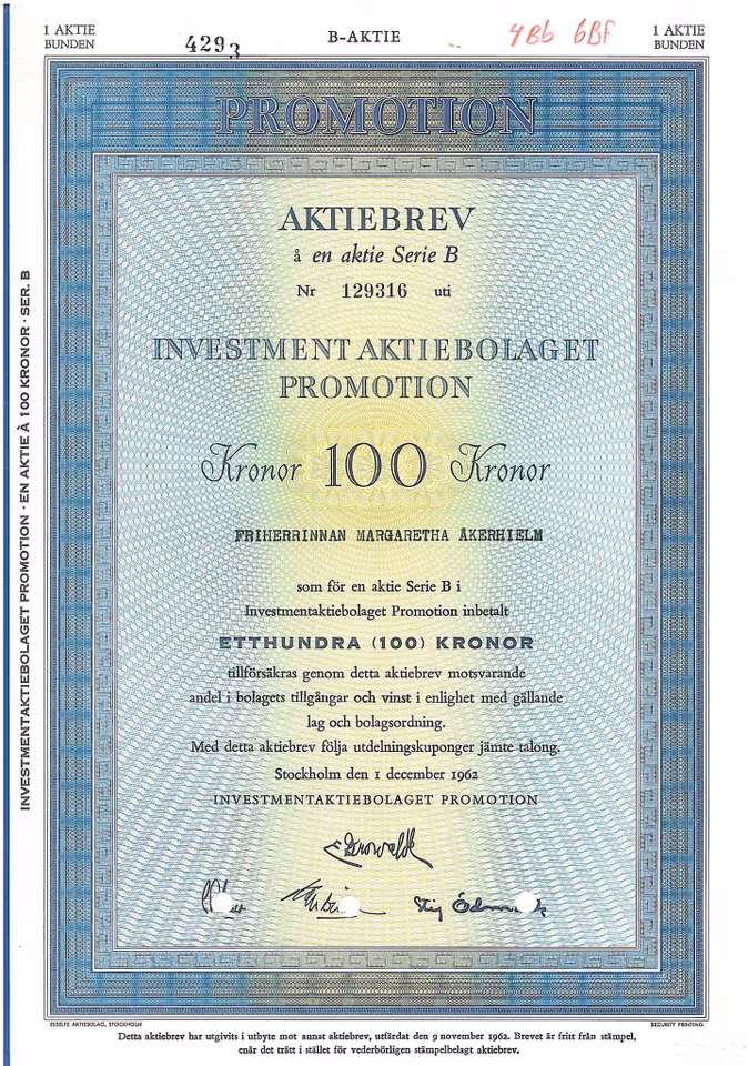 Investment AB Promotion 100 kr