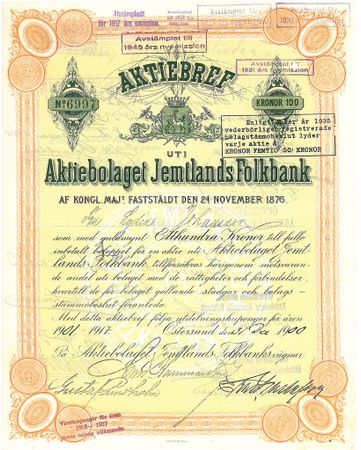 Jemtlands Folkbank, AB, 1900