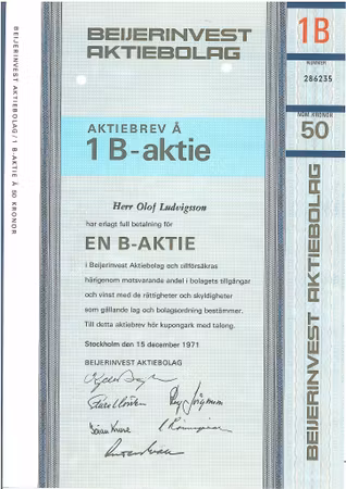 Beijerinvest, AB, 50 kr