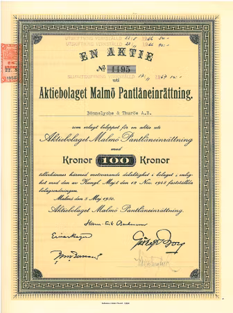 Malmö Pantlåneinrättning, AB, 1950