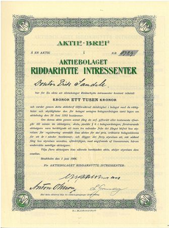 Riddarhytte Intressenter, AB, 100 kr