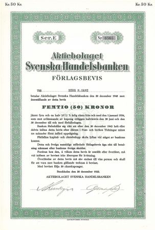 Svenska Handelsbanken, Förlagsbevis