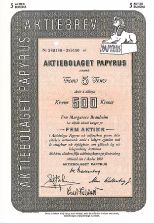 Papyrus, AB, 500 kr