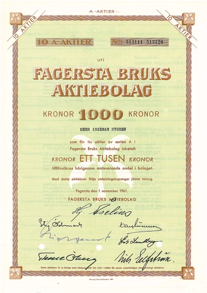 Fagersta Bruk, AB, 1000 kr
