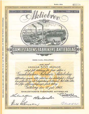 Gamlestadens Fabrikers AB, 1961