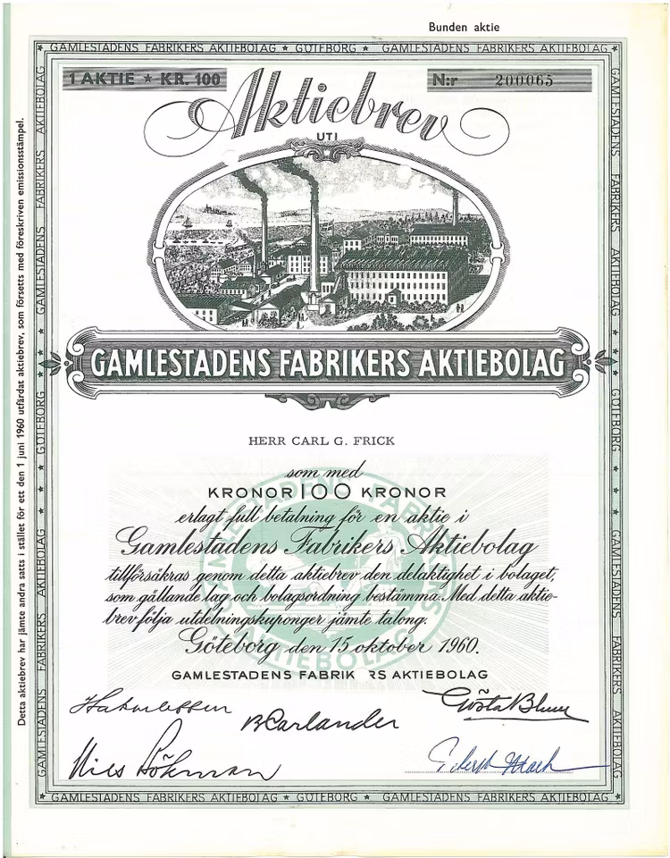 Gamlestadens Fabrikers AB, 1960