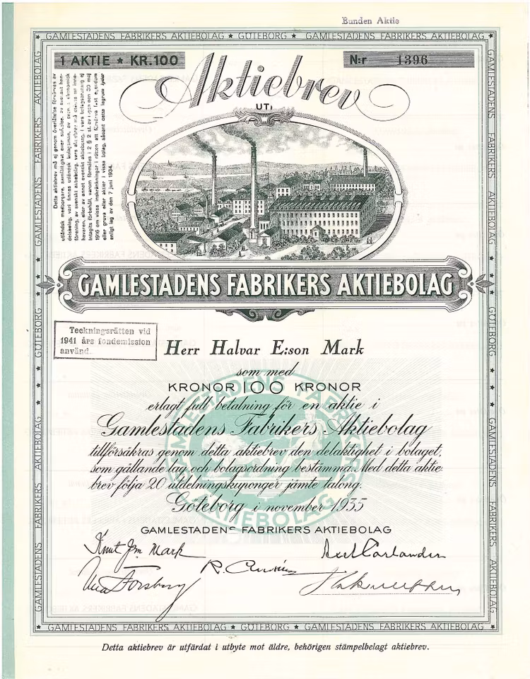 Gamlestadens Fabrikers AB, 1935