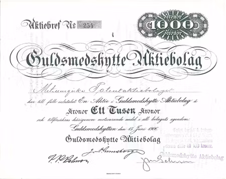 Guldsmedshytte AB, 1906, 1000 kr