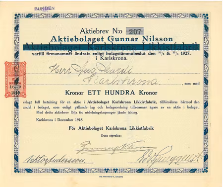 Gunnar Nilsson, AB, 100 kr