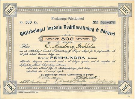 Inedals Tvättinrättning & Färgeri, AB, 1906