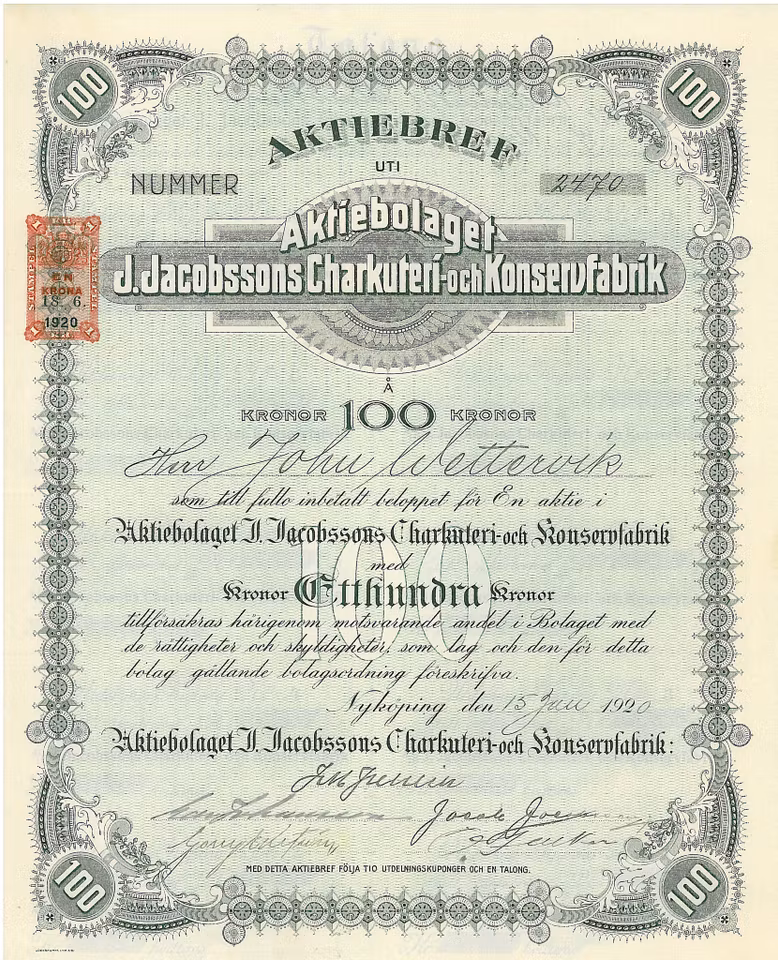 J. Jacobssons Charkuteri-och Konservfabrik, AB