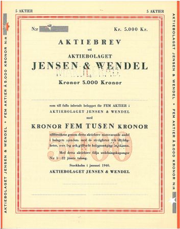 Jensen & Wendel, AB, 5.000 kr