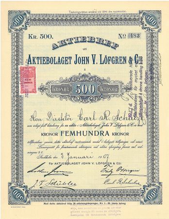 John V. Löfgren & C:ie, AB, 1907