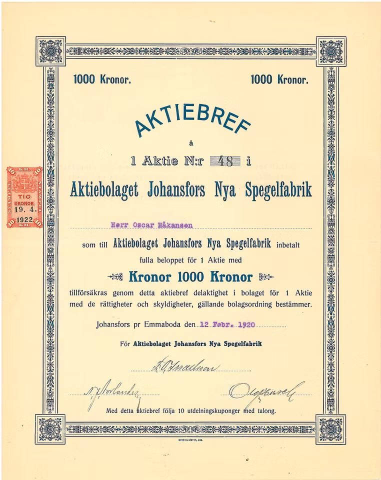 Johansfors Nya Spegelfabrik, AB