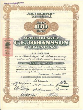 Johansson Eskilstuna, AB C.E. 100 kr