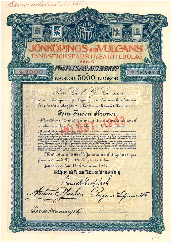 Jönköpings och Vulcans Tändsticksfabriks AB, 1917