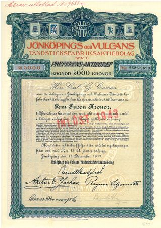 Jönköpings och Vulcans Tändsticksfabriks AB, 1917