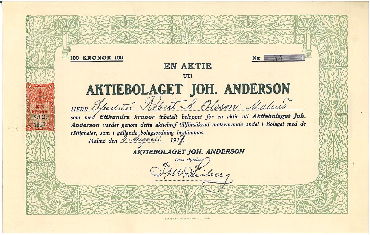 Joh. Andersson, AB, 1915