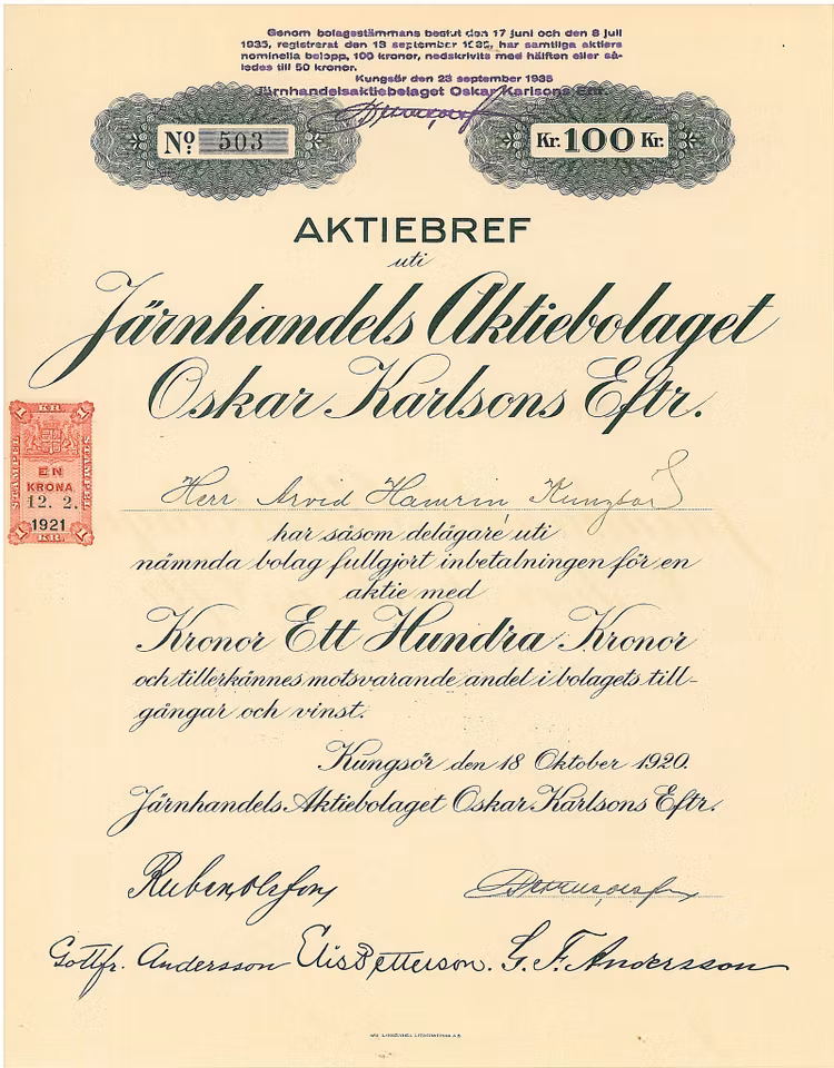 Järnhandels AB Oskar Karlsons Eftr.
