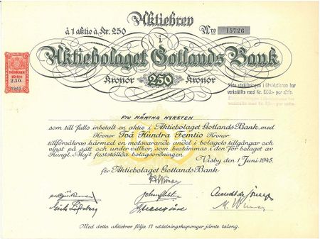 Gotlands Bank, AB, 1945