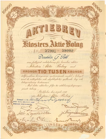Klosters AB, 10.000 kr