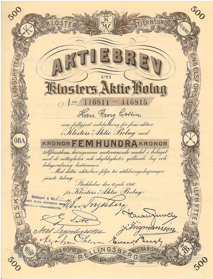Klosters AB, 500 kr