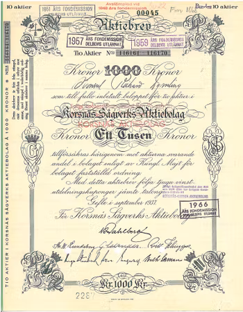 Korsnäs Sågverks AB, 1937