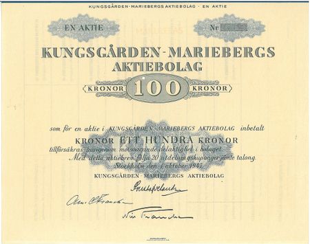 Kungsgården-Mariebergs AB, 100 kr