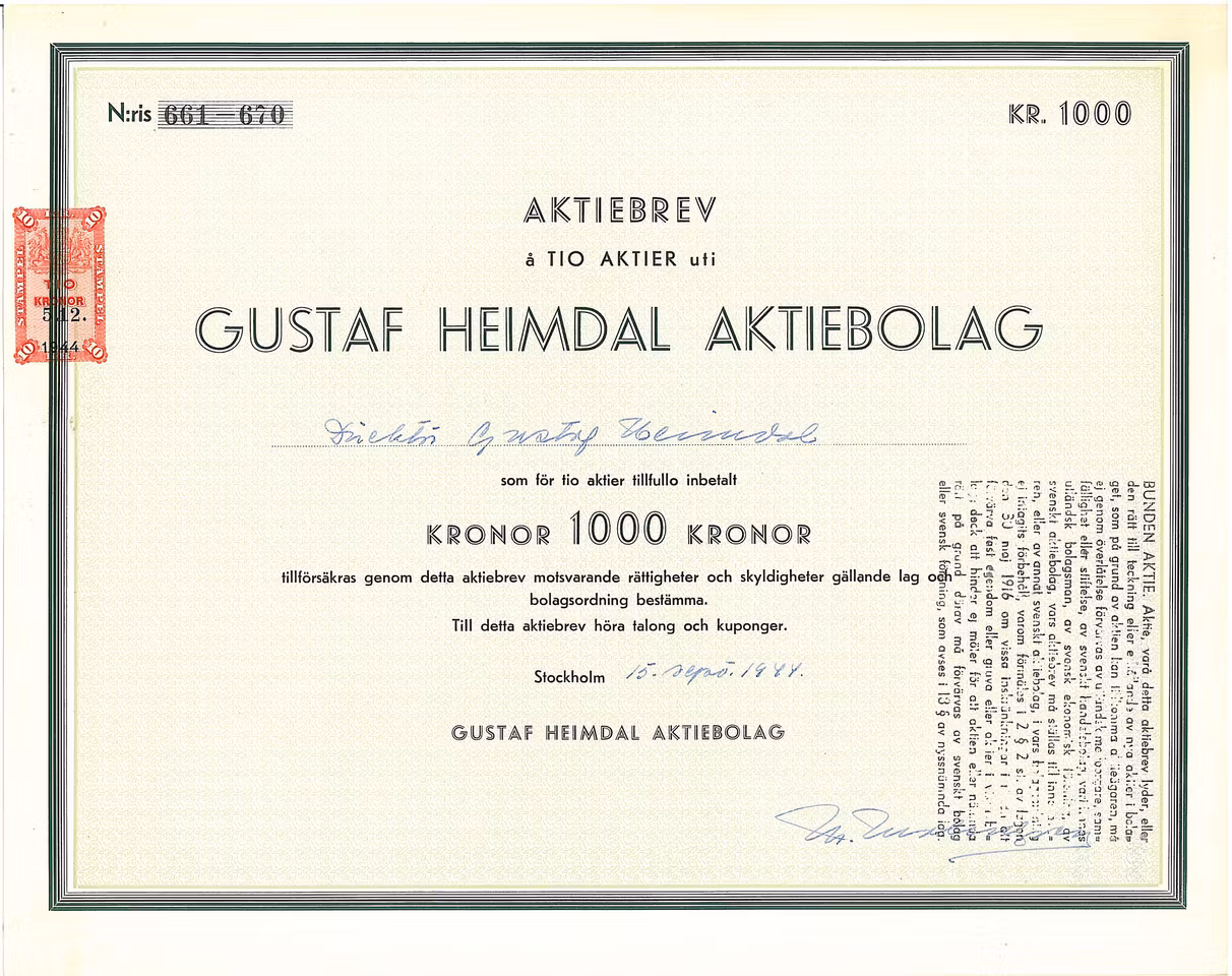 Gustaf Heimdal AB, 1000 kr
