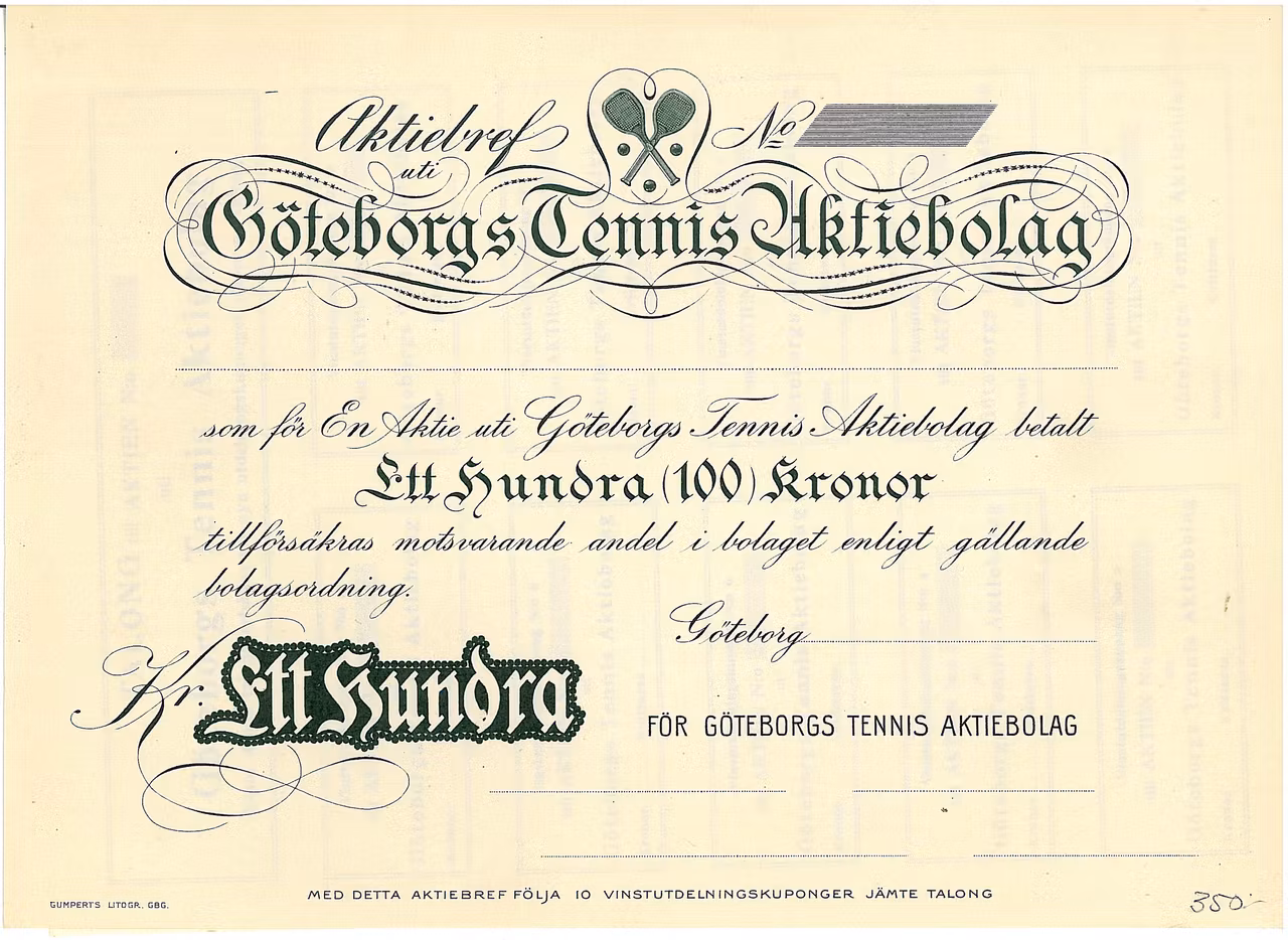 Göteborgs Tennis AB, 100kr