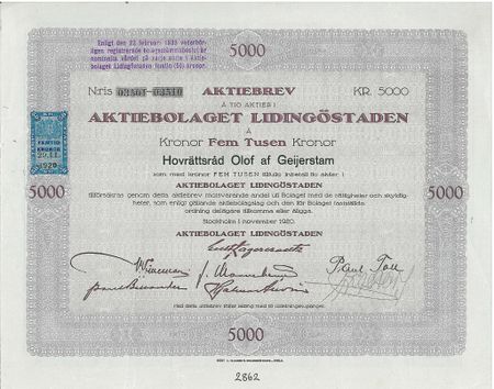 Lidingöstaden, AB, 5000 kr