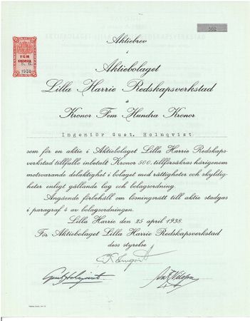Lilla Harrie Redskapsverkstad, 1938