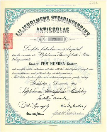Liljeholmens Stearinfabriks AB, 1941