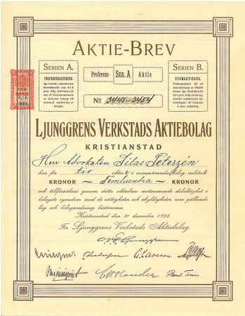Ljunggrens Verkstads AB, 500 kr