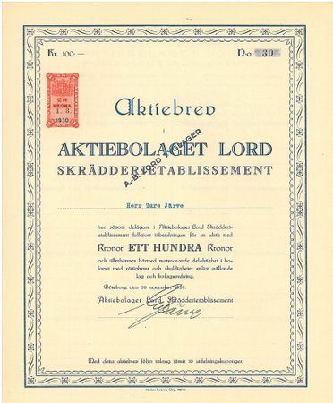 Lord skrädderietablissement, AB