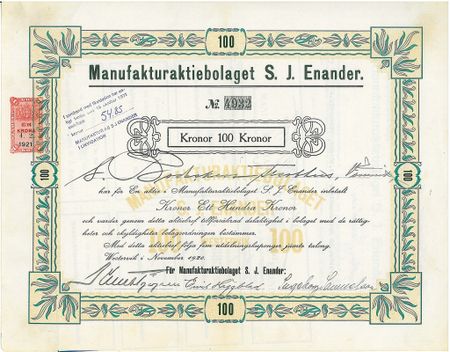 Manufaktur AB S. J. Enander, 1920