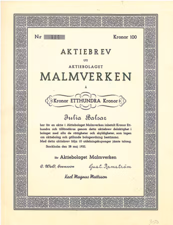 Malmverken, AB